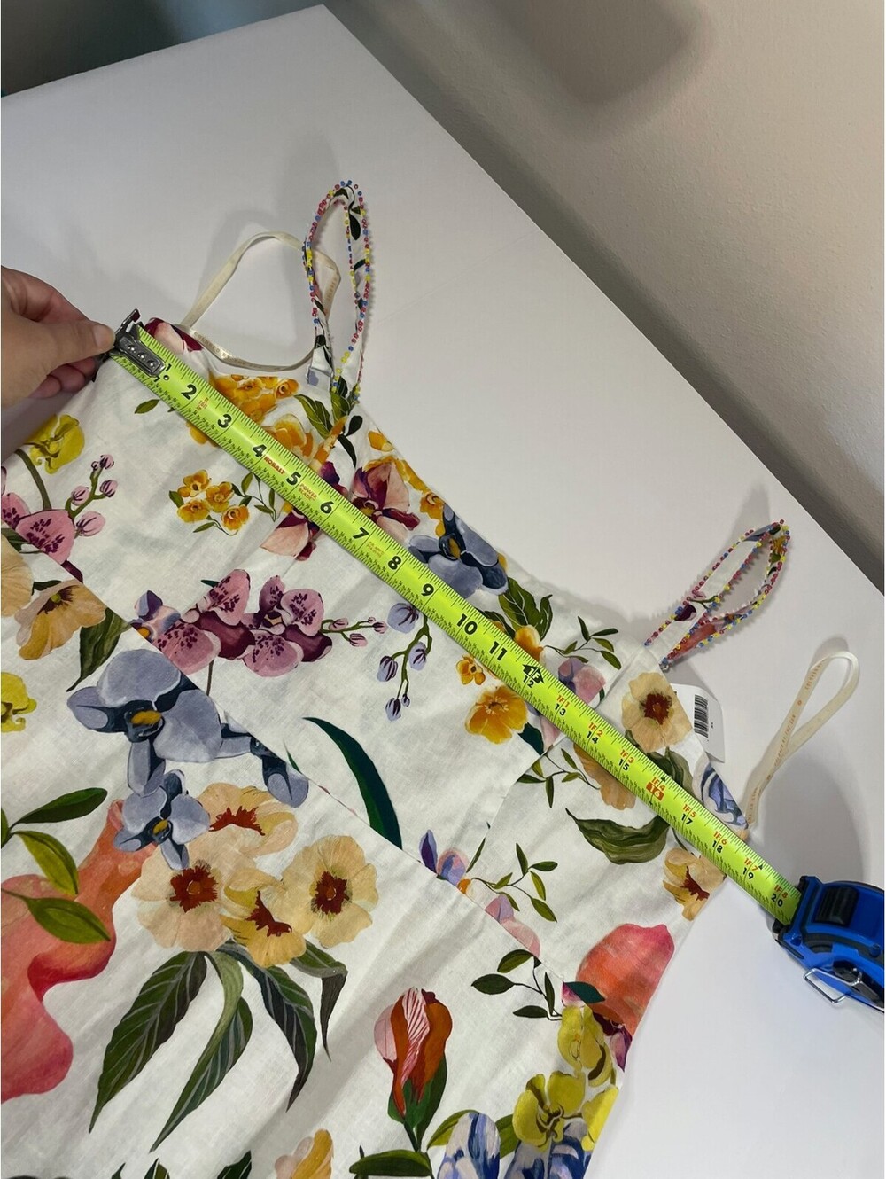 FARM Rio Greek Garden Tiered Linen Blend Maxi Dress White Floral XL NWT - Picture 7 of 8